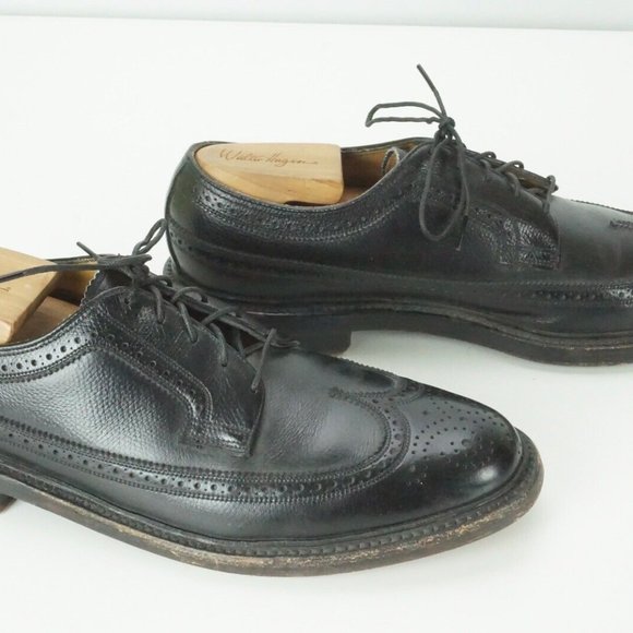 Florsheim Royal Imperial Black Wingtip 5 Nail V Cleat Dress shoes Sz 9B main image 9